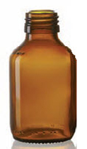 100 ml veral fles, amber, type 3 geblazen glas